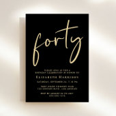 Chic Script Zwart Goud 40ste Verjaardagsfeest Kaart