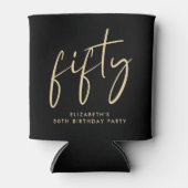 Chic Script Zwart Goud 50ste Verjaardagsfeest Blikjeskoeler (Voorkant)