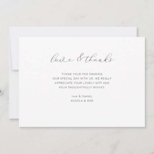 chic script zwart-wit bruiloft foto bedankkaart (Achterkant)