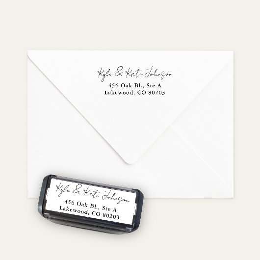 Chic Script Zwart Wit Zelfinkende Rubber Stempel