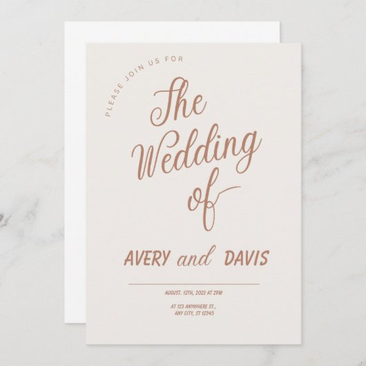 Chic Scripture Uitnodiging voor een bruiloft (Voorkant / Achterkant)
