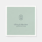 Chic Seafoam Green Modern Wedding Monogram Wedding Servet (Voorkant)