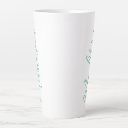 Chic Seafoam Groene Naam Handgeschreven Script Cus Latte Mok (Voorkant)
