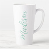 Chic Seafoam Groene Naam Handgeschreven Script Cus Latte Mok (Rechts)