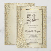 Chic Sequins Dress Gold 50th Birthday Kaart (Voorkant / Achterkant)
