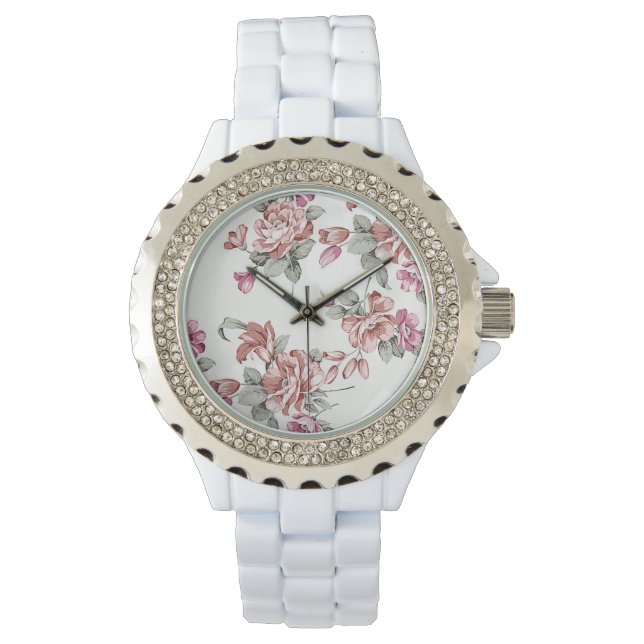  Chic Shabby Girly Flowers Horloge (Voorkant)