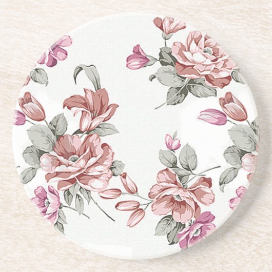  Chic Shabby Girly Flowers Zandsteen Onderzetter (Voorkant)