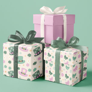 Chic Shamrock, boog en Pet Patrick's Day set van 3 Inpakpapier Vel