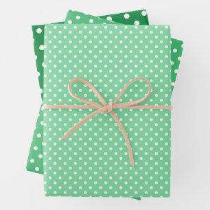 Chic Shamrock Mint Green White Polka Dots Pattern Inpakpapier Vel