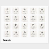 Chic She's Tying the Knot Zwarte Strik Bruidsdouch Vierkante Sticker (Vel)
