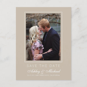 Chic Shiitake Grey Save the Date Verloving Photo Aankondigingskaart