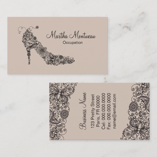 Chic Shoe ~ Carte de visite (Devant / Derrière)