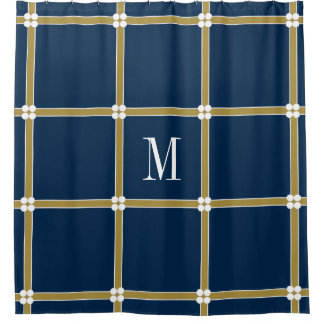 CHIC SHOWER CURTAIN_GOLD/NAVY/WHITE DOUCHEGORDIJN