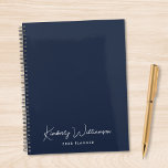 Chic Signature Script Monogram Blue<br><div class="desc">Plan ahead in style with this chic blue personalized planner, designed for professionals who appreciate clean modern design. Featuring your monogram name in an elegant signature script, this planner blends functionality with refined personal branding. The understated cover design makes it ideal for work, school, goal setting, or daily scheduling, while...</div>