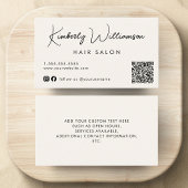 Chic Signature Script QR Code Cream Visitekaartje