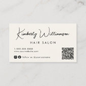 Chic Signature Script QR Code Cream Visitekaartje (Voorkant)