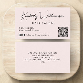Chic Signature Script QR Code Pink Visitekaartje