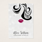 Chic Silver Bokeh Wavy Hair Jewelry Display Card (Devant)