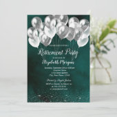 Chic Silver Confetti Ballonnen Green Pensioen Kaart (Staand voorkant)