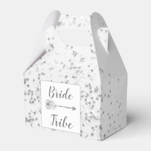 Chic Silver Confetti Bride Tribe Favor Box Bedankdoosjes (Voorkant Zijde)