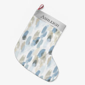 Chic Silver Cream Blauw Wit Abstract Kerst Grote Kerstsok (Voorkant (Hangend))