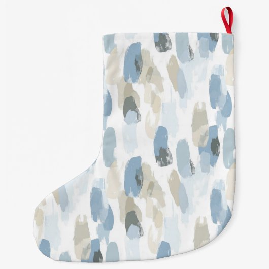 Chic Silver Cream Blauw Wit Abstract Kerst Grote Kerstsok (Achterkant)