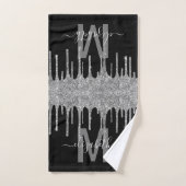 Chic Silver Driving Glitter Monogram Naam Bad Handdoek (Handdoek)