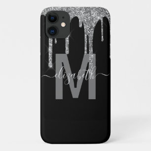 Chic Silver Driving Glitter Monogram Naam iPhone 11 Hoesje