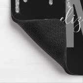 Chic Silver Driving Glitter Monogram Naam Muismat (Hoek)