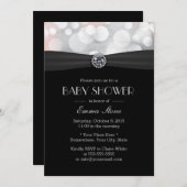 Chic Silver en Black Diamond Baby shower Kaart (Voorkant / Achterkant)