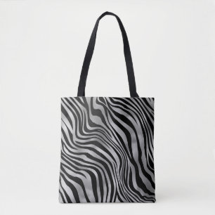 Chic Silver en Black Tiger Animal Print Draagtas