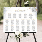 Chic Silver en Gold Celestial Seating Chart Sign. Poster