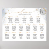 Chic Silver en Gold Celestial Seating Chart Sign. Poster (Voorkant)