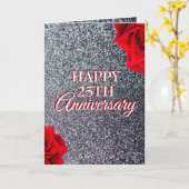 Chic Silver Floral Husband 25e Jubileum Kaart (Gele Bloem)