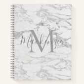 Chic Silver Foil Classic Marble Monogram Notitieboek (Voorkant)