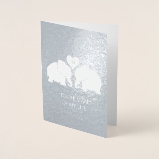 Chic Silver Foil Hart Olifanten 10e Jubileum Folie Kaarten (Voorkant)