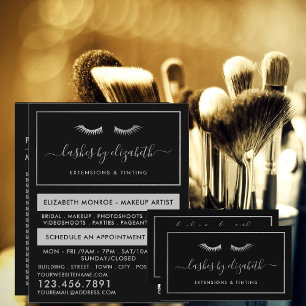 Chic Silver Foil Lashes Beauty Makeup Artist Visitekaartje