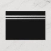 Chic Silver Foil Stripes, Black Baby shower Ticket (Achterkant)