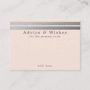 Chic Silver Foil Stripes Blush roze advieskaarte Informatiekaartje