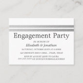Chic Silver Foil Stripes Engagement Party Ticket (Voorkant)