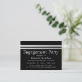 Chic Silver Foil Stripes Engagement Party Ticket (Staand voorkant)