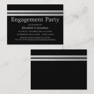 Chic Silver Foil Stripes Engagement Party Ticket