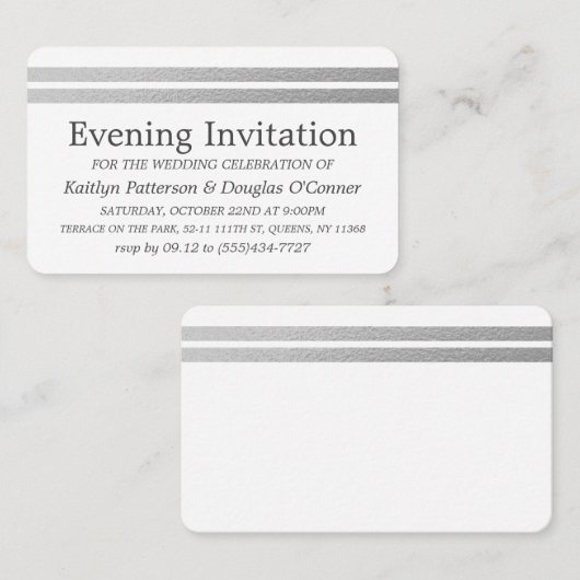Chic Silver Foil Stripes Evening Event Ticket (Voorkant / Achterkant)