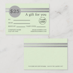 Chic Silver Foil Stripes Munt Green Cards Visitekaartje