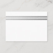Chic Silver Foil Stripes, White Baby shower Ticket (Achterkant)
