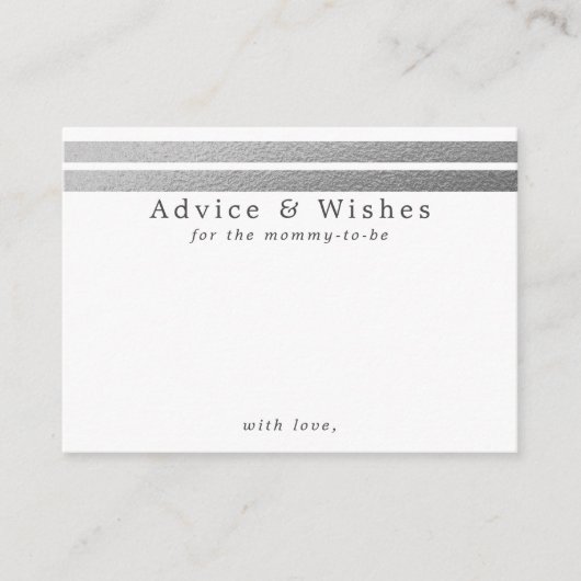 Chic Silver Foil Stripes | Witte advieskaarten Informatiekaartje (Voorkant)