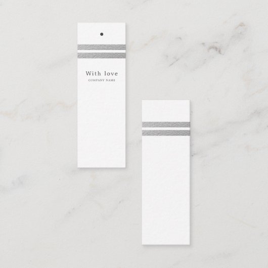 Chic Silver Foil Stripes | Witte Labels (Voorkant / Achterkant)