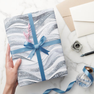 Chic Silver Glam Abstracte verjaardag Cadeaupapier