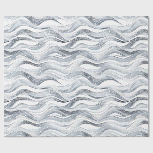 Chic Silver Glam Abstracte verjaardag Cadeaupapier (Vlak)