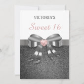 Chic Silver Glitter Birthday Uitnodiging (Achterkant)